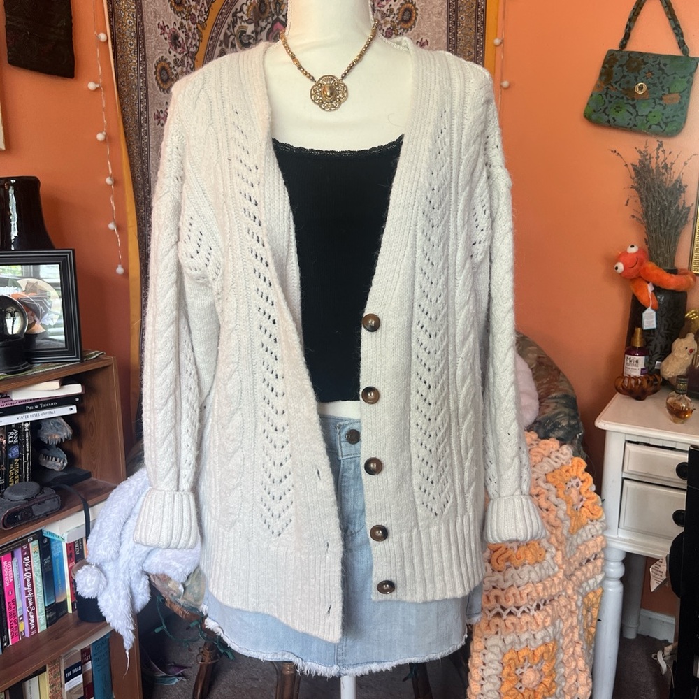 Cozy Cream Cable Knit Cardigan